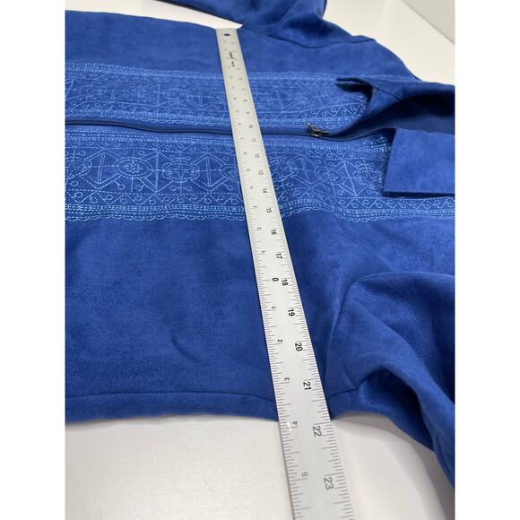 Bon Worth Vintage Embroidered Geometric Full Zip Jacket Grandma Blue S Petite - Picture 10 of 11